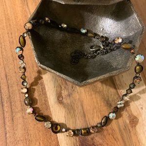 Vintage Sorrelli Brown Natural Gemstone Necklace